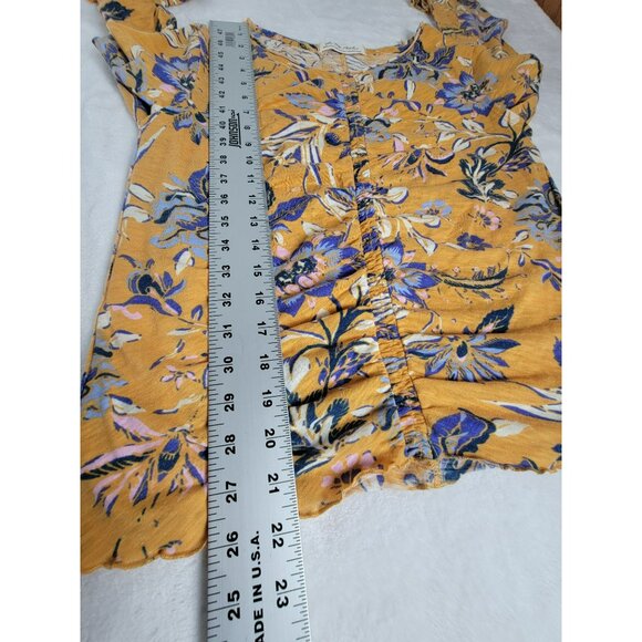 We The Free Women's Dreamed of You Floral Ruched Front Long Sleeve Top Yellow XL - Picture 8 of 8